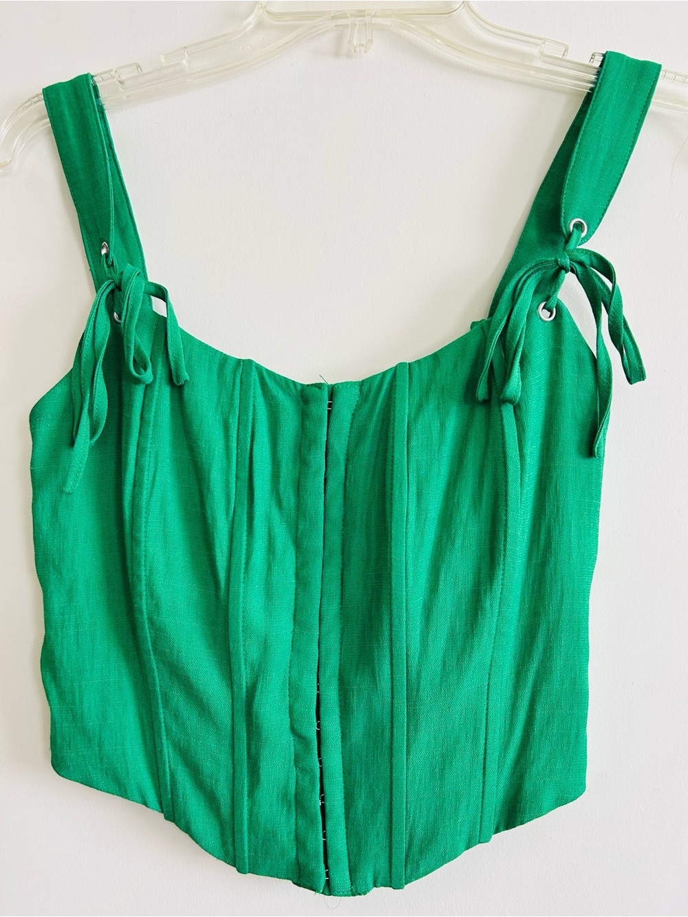 Altar'd State Kelly Green Tie-Shoulder Corset Tank